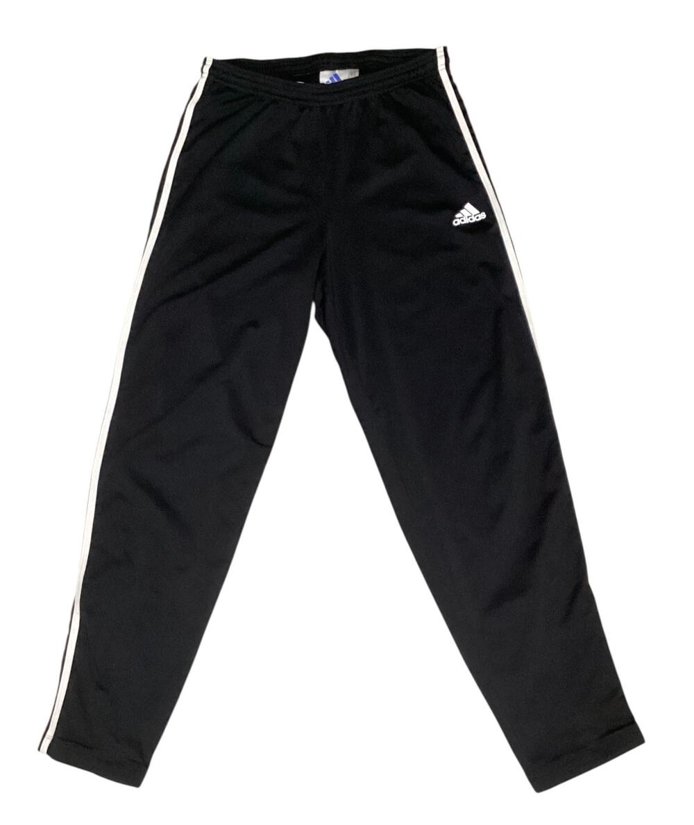 Vintage adidas Black 3 Stripe Track Pants Back Ankle Zipper Y2K 2001